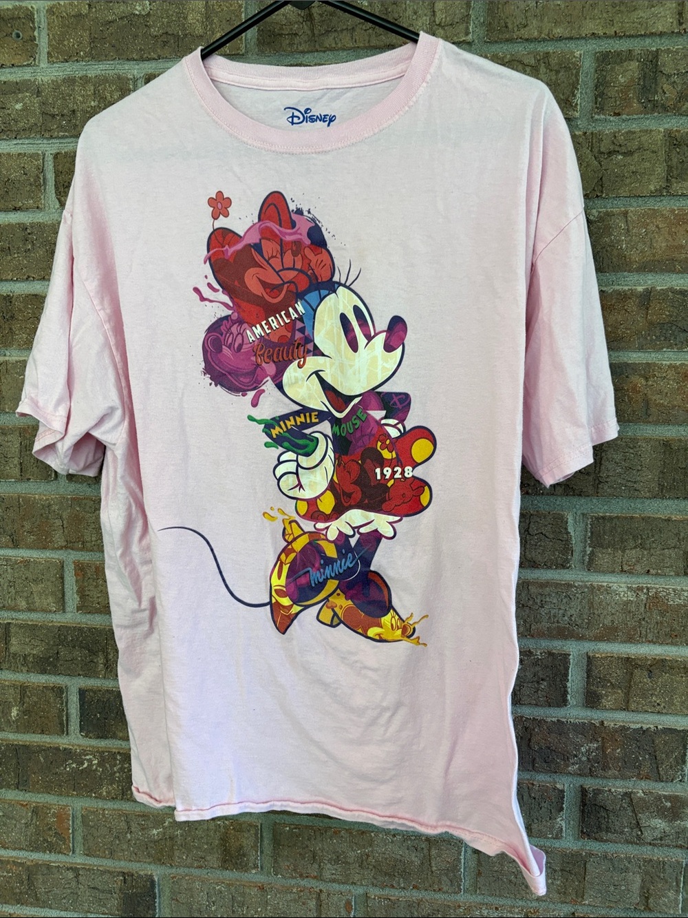 Disney Pink Minnie Mouse Graphic Tee with Multicolor Print